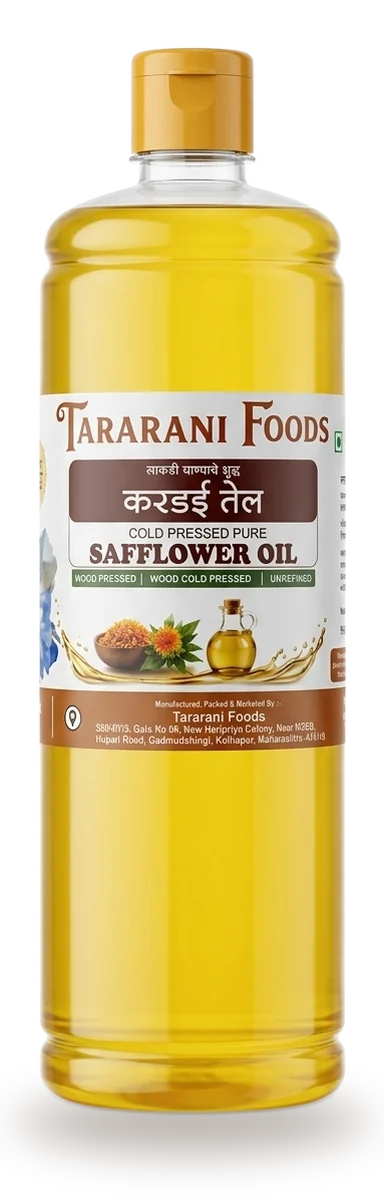 Safflower Oil bottle — Tararani Foods wood-pressed